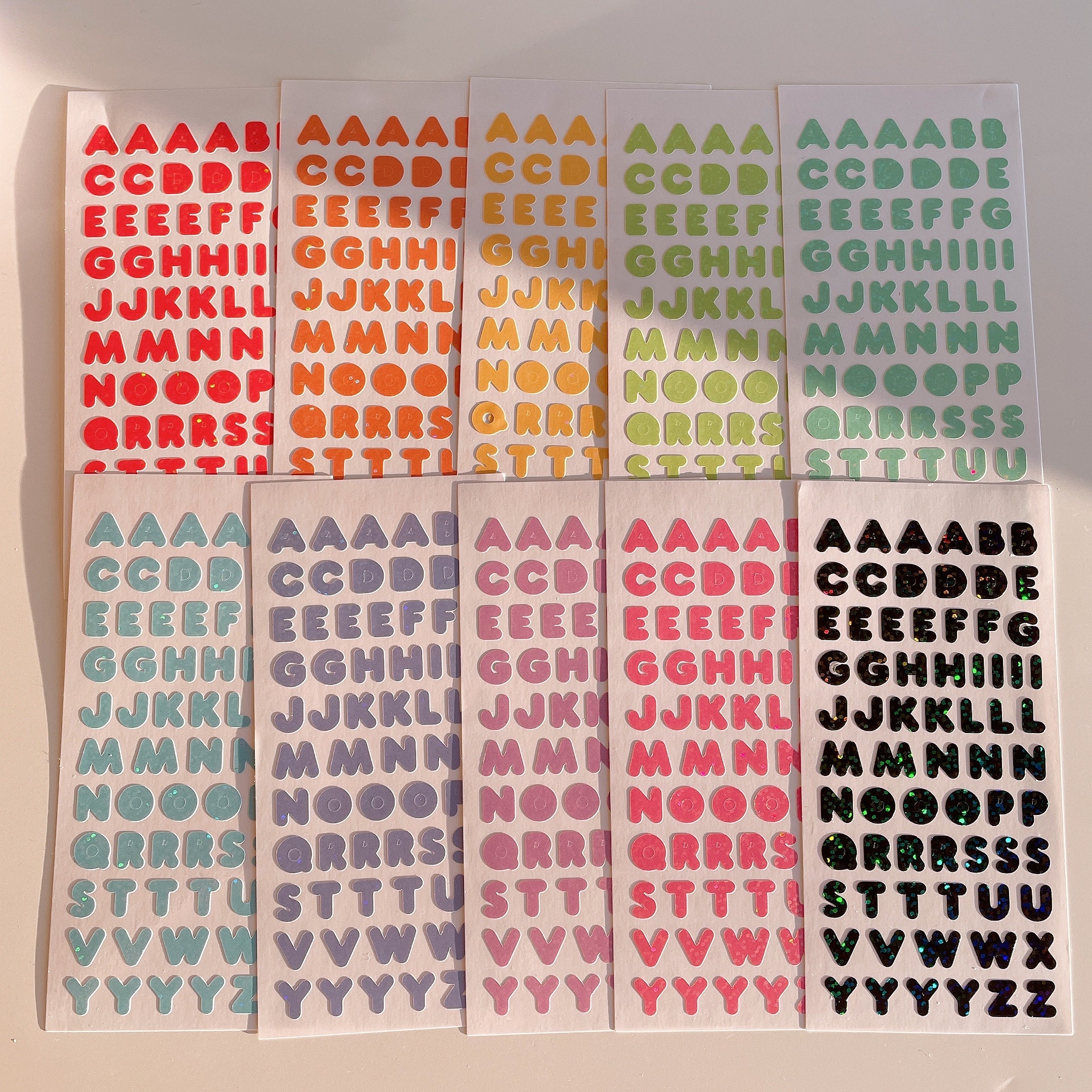 Vivid Colors Alphabet Holographic Glitter Vinyl Stickers | Polco Deco…