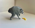 Jimothy the Raccoon Hand Painted Small Figurine and Banana