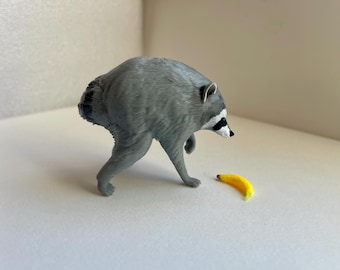 Jimothy the Raccoon Hand Painted Small Figurine and Banana