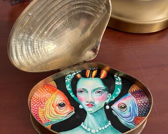 MCM Brass Shell with Original Watercolor