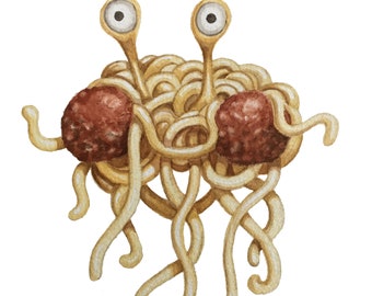 Pegatinas del Monstruo de Espagueti Volador (paquete de 5)