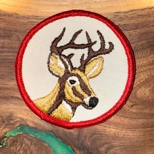 Embroidered Brown Deer Circle Patch - A Tribute to the Wilderness, Perfect for Hunting Enthusiasts