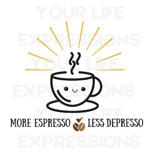 mehr espresso weniger depresso lustiger kaffee svg lustiger kaffee png Kaffeebar Print, Kaffeestation, Kaffeewagen, Kaffee Poster, Kaffeebar Schild