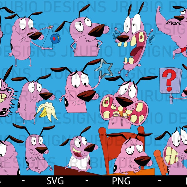 Courage the cowardly dog 15 pack eps svg png & dxf