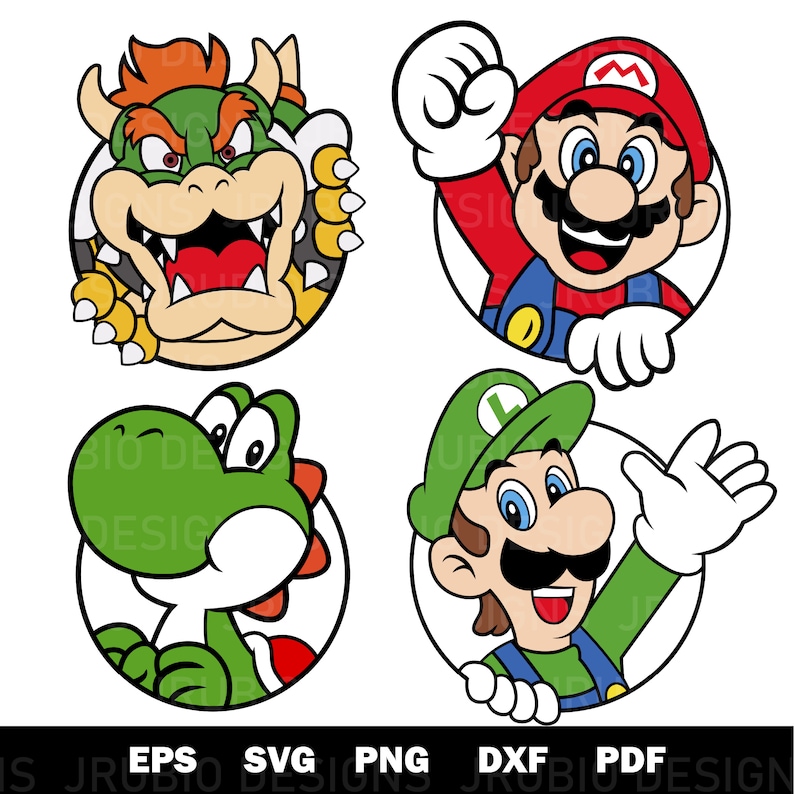 Super Mario Characters Face Pack Svg, Eps, Png and Pdf - Etsy
