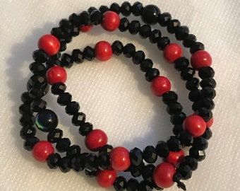 Black and Red glittered Bracelet