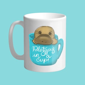 Platypus In A Cup. Cute platypus mug. Exotic Baby animals. Coffee mug.