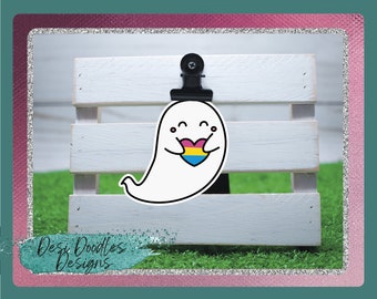 LGBTQ Pride Heart Ghost Sticker, Pride Ghosts, Pride Sticker, LGBTQ Decals, Subtiler Stolz, süße Sticker für Laptops, Geschenk für Pride Month
