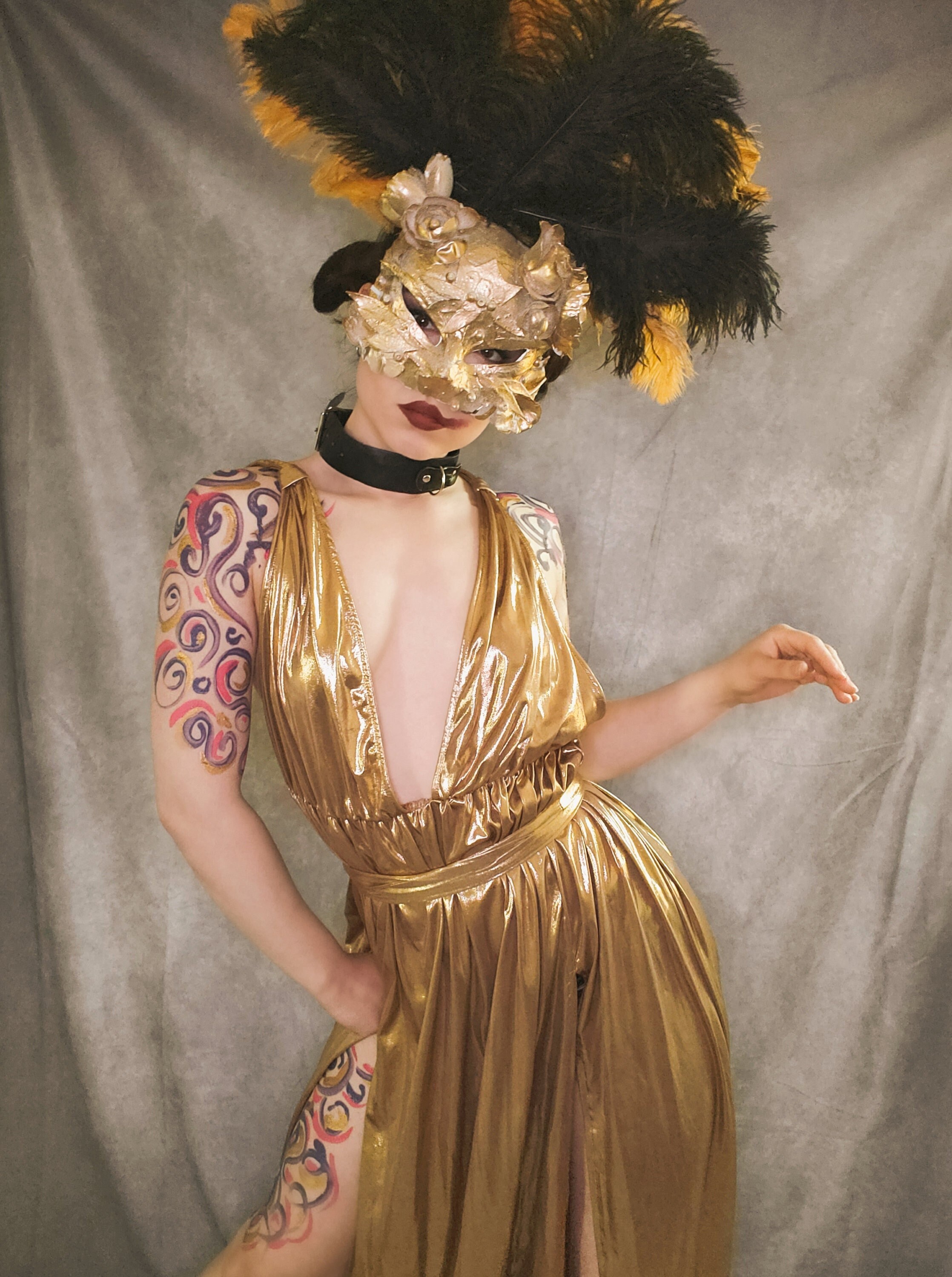 Gold masquerade dress new arrivals