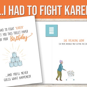 COMPLEANNO "Ho dovuto lottare con KAREN per procurarti questa carta igienica" Biglietto d'auguri stampabile per pandemia Covid + busta GRATUITA @smashyourlist