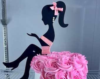Elegant Lady Silhouette 2 Piece Cake Topper