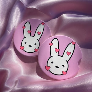 Bad Bunny Car Coaster/ Car accessories/ Car gifts/ Set of two car coasters/Bad Bunny Car Accessories/Car Charms