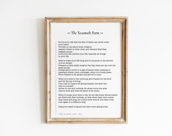 Chief Tecumseh Poem Etsy Chief Tecumseh Poem Etsy