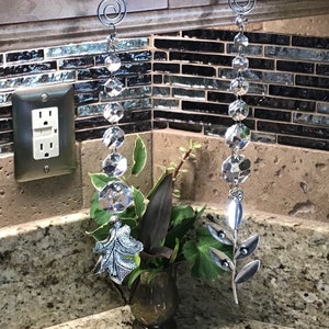 Olive and Maple Leaf Crystal Suncatcher Hanger