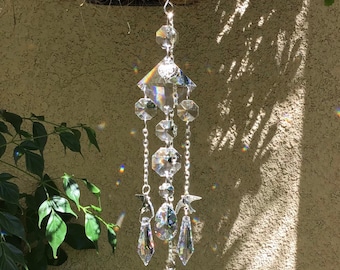 Small Urn and Crystal Sun Catcher, Always in my heart. Memorial Suncatcher