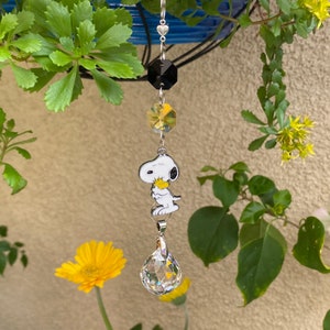 Snoopy Ornament Bling Sun Catcher Car Hanger. Enamel Peanuts Character
