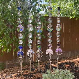 Natural gem tree of life and crystal small urn sun catcher