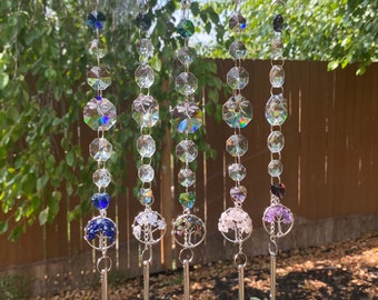 Natural gem tree of life and crystal small urn suncatcher. Memorial Suncatcher