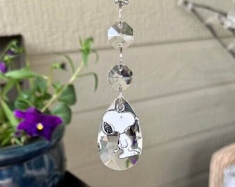 Snoopy sun catcher car hanging ornament on ball chain. Enamel Peanuts Character