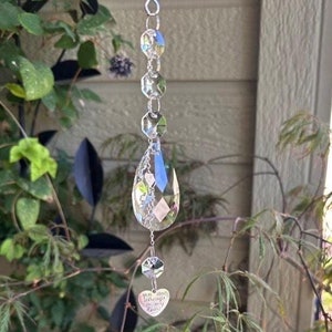 Bereavement Crystal Sun Catcher Ornament with &quot;Hold you in my heart&quot; charm &quot;You are always in my heart&quot;