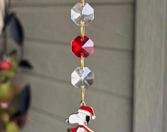 Snoopy Bling Winter Scarf and Hat Suncatcher Ornament, Peanuts Snoopy
