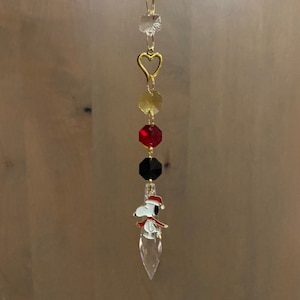 Snoopy Bling Winter Scarf and Hat Suncatcher Car Hanger. Enamel Peanuts Character