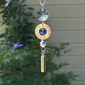 Small urn for car mirror crystal sun catcher keepsake. "I'll see you in the Rainbows"