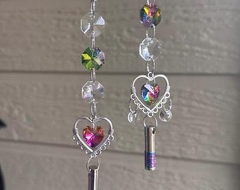 Small urn for ashes for a car mirror crystal sun catcher keepsake