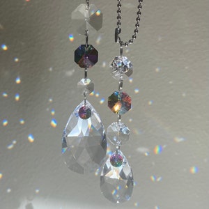 Crystal car suncatcher hanger for rear view mirror. Crystal sun catcher for car or window.  -8 colors
