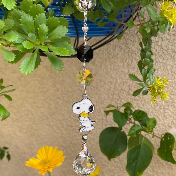 Snoopy Ornament Bling Sun Catcher Car Hanger. Enamel Peanuts Character