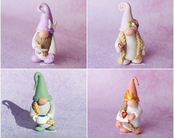 Spring/Valentines gnomes, miniature figures from polymer clay, House decoration for holidays, gift ideas