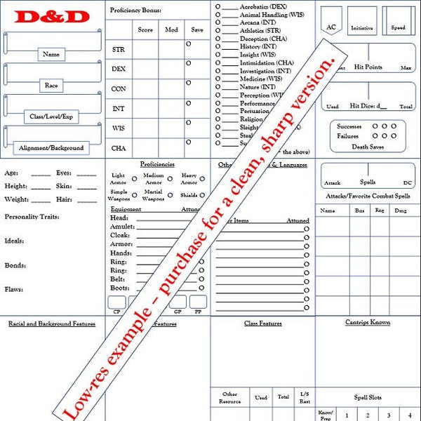 Mini D&D 5e Character Sheet for Altoids Tin