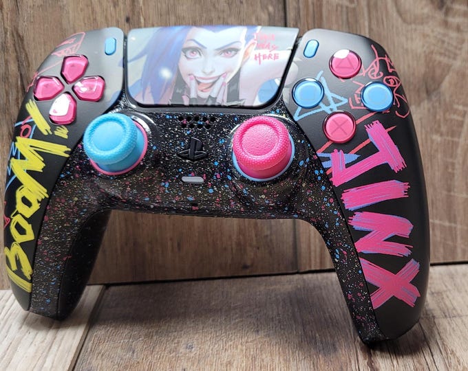 Wow Playstation/ps5 Custom Controller Matte Jinx With Textured & Multi