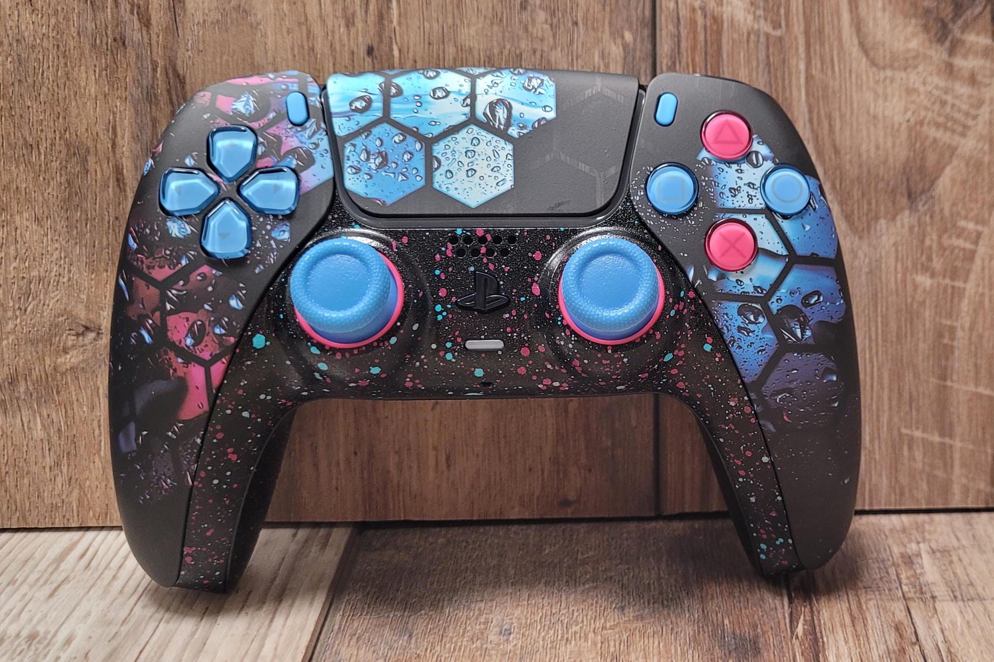 WOW Playstation/ps5 Custom Controller Honey Comb W/multi Color Splatter ...