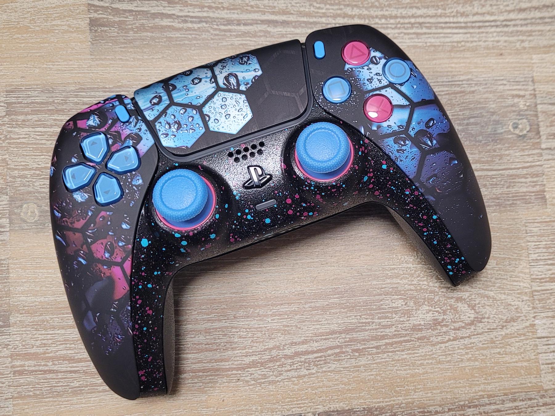 WOW Playstation/ps5 Custom Controller Honey Comb W/multi Color Splatter ...