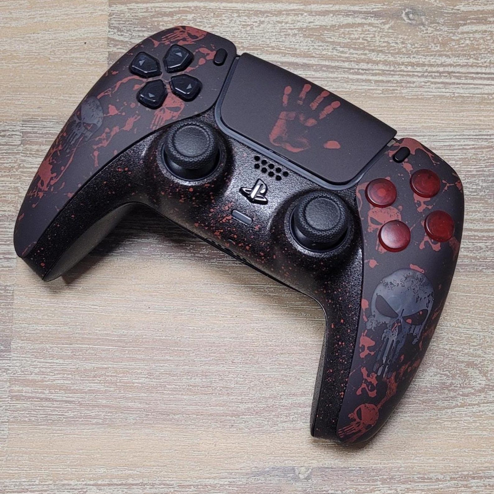 Playstation/ps5 Custom Controller Nightmare X Punisher W/red Splatter ...