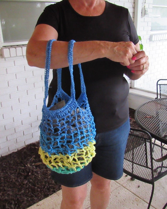 Market Bag Crochet Plastic Twine Bag Two Handle Reusable