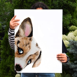 Custom Watercolor Pet Portrait, Peekaboo, Commission Artwork, Cat, Bunny, Horse, Minimalist Painting, Pet Lovers Gift, Pet Memorial