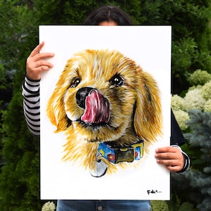 Custom Watercolor Dog Portrait Painting, Commission Artwork, Animal Large Original Painting, Pet Memorial