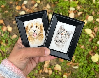 Mini Custom Watercolor Pet Portrait, Minimalist Mother's Day Gift, Hand-painted Cat Dog Illustration, Commission Artwork, Pet Memorial