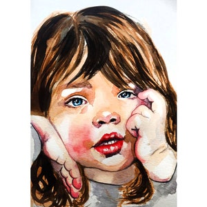 Custom Watercolor Child Portrait: Hand-Painted Gift
