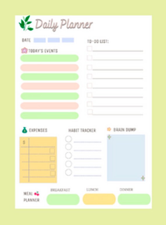Daily Planner Printable Instant Download - Etsy