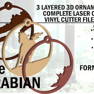 Christmas Nature the Arabian Horse Ornament 3 Layer .SVG file bundle for 3.5&quot; Round Ornament For Laser and Vinyl cutters