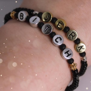 Jerk + Bitch Bracelet Set - Supernatural - Letter Bead Elastic Bracelet