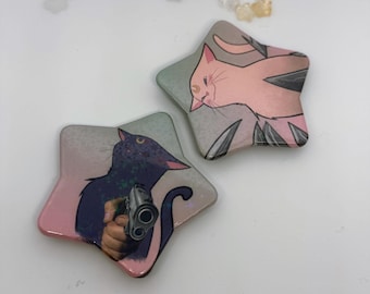 Luna and Artemis Holo Star-Shaped Buttons