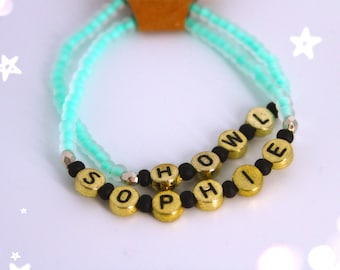 Howl + Sophie Bokstavspärlarmband Elastiskt Armband - Howls Flyttande Slott Inspirerade Smycken - Handgjorda Smycken - Tillverkat i USA!