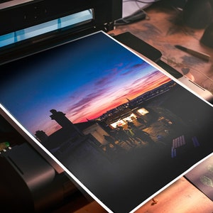 Digital download of Teddys Ice Cream on Dun Laoghaire Pier in Dublin during sunset. Printable wall decor.