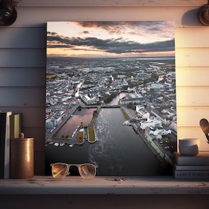 Downloadable Print of sunset over Galway City. Printable wall decor for the home or workplace.