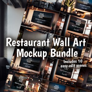 Restaurant Mockups for art and photography / PNG & PSD with smart objects to easily insert your own art and photos into the scene