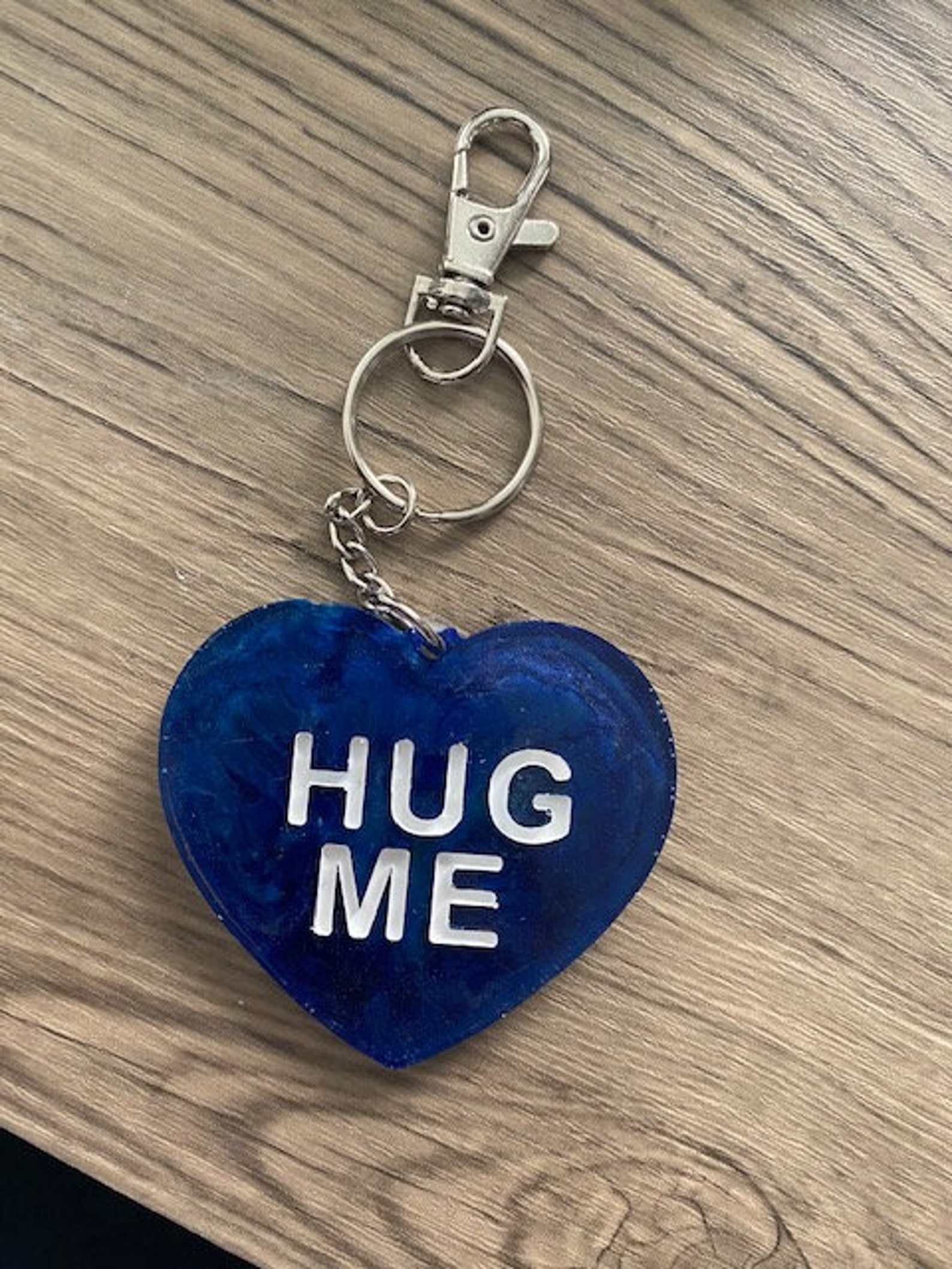Hug Me Keychain Blue Keychain Resin Keychain Blue Etsy